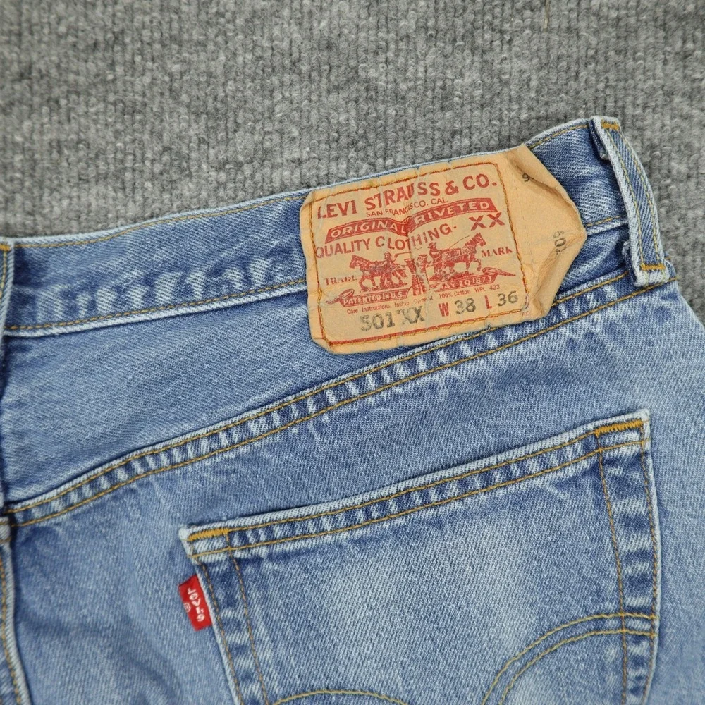 Vintage Levis 501XX Mens Jeans 36x32 Blue Original Fit Straight Leg Button Fly‎